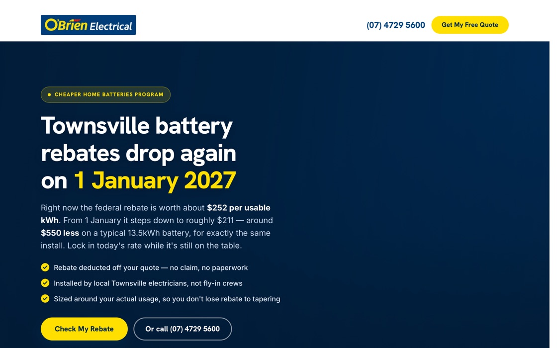 O'Brien Solar website built by SMC Digital