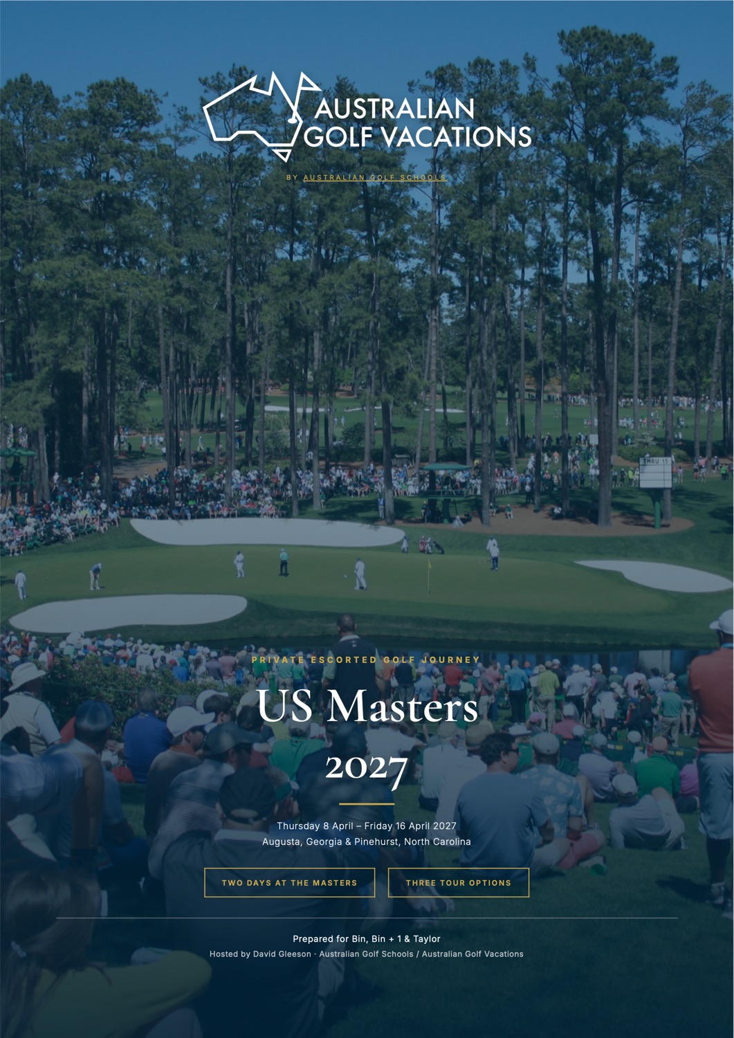 US Masters tour options brochure