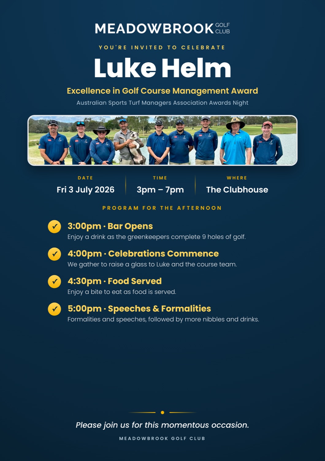A4 event itinerary for an award celebration