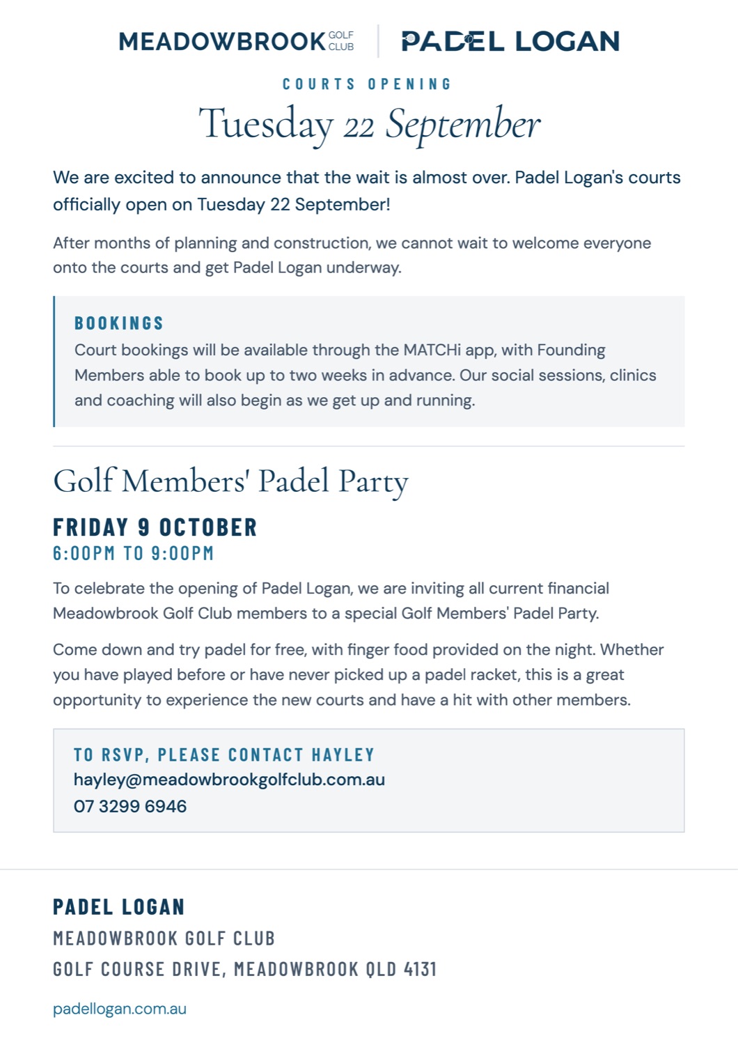 Courts opening member notice on white
