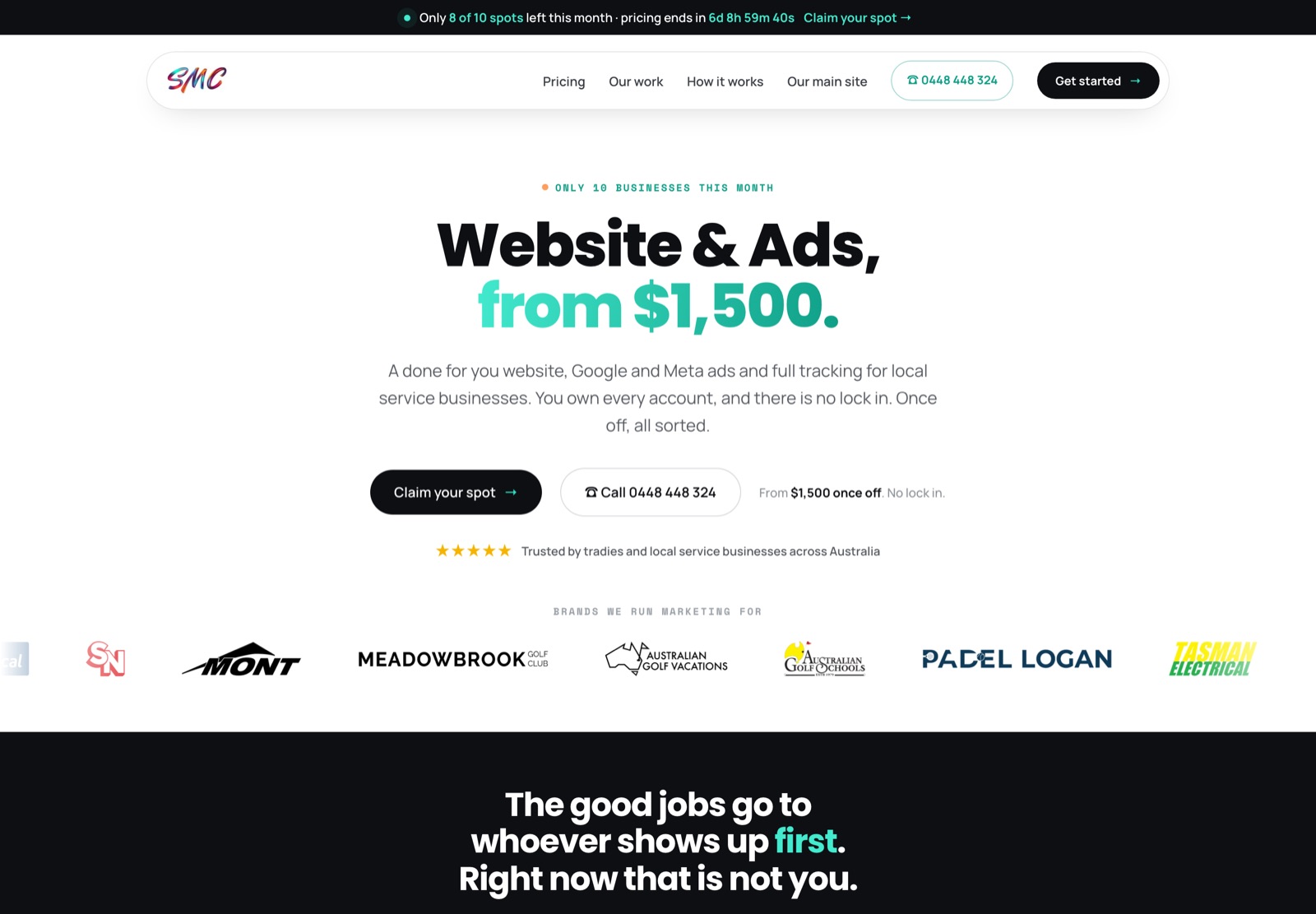 Service business launch offer page