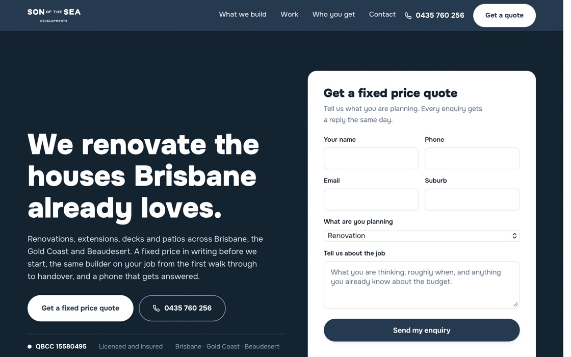 Son of the Sea Developments website built by SMC Digital