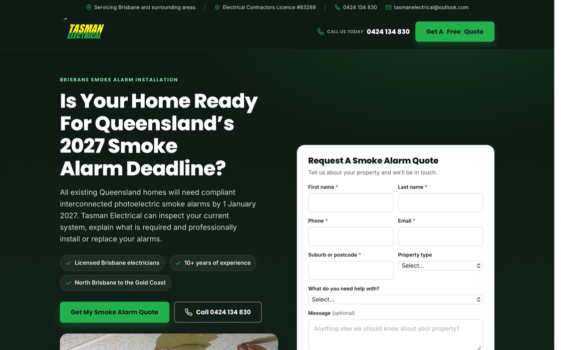 Tasman Electrical website built by SMC Digital